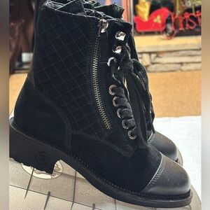 CHANEL Black Quilted Combat Boots